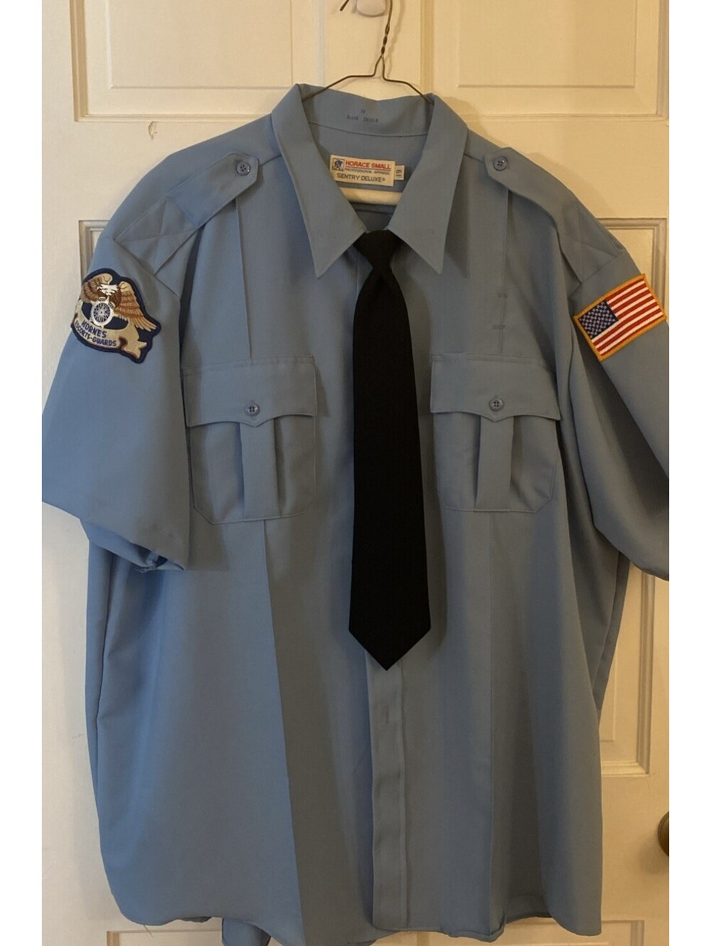Horne’s Motorcycle Security Guard Uniform Shirt Blue Men's XXL W/Clip On Tie